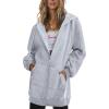 image:imageZeagoo Womens Zip Up Hoodies Long Tunic Sweatshirts Oversized Fleece Casual Long Sleeve 2024 Fall Hoodie Jacket Coat01 Grey