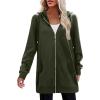 image:imageZeagoo Womens Zip Up Hoodies Long Tunic Sweatshirts Oversized Fleece Casual Long Sleeve 2024 Fall Hoodie Jacket CoatArmy Green