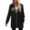 image:imageZeagoo Womens Zip Up Hoodies Long Tunic Sweatshirts Oversized Fleece Casual Long Sleeve 2024 Fall Hoodie Jacket CoatBlack Letter Print
