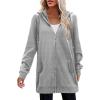 image:imageZeagoo Womens Zip Up Hoodies Long Tunic Sweatshirts Oversized Fleece Casual Long Sleeve 2024 Fall Hoodie Jacket CoatGrey