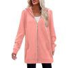 image:imageZeagoo Womens Zip Up Hoodies Long Tunic Sweatshirts Oversized Fleece Casual Long Sleeve 2024 Fall Hoodie Jacket CoatPink