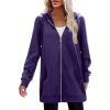image:imageZeagoo Womens Zip Up Hoodies Long Tunic Sweatshirts Oversized Fleece Casual Long Sleeve 2024 Fall Hoodie Jacket CoatPurple