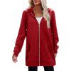 image:imageZeagoo Womens Zip Up Hoodies Long Tunic Sweatshirts Oversized Fleece Casual Long Sleeve 2024 Fall Hoodie Jacket CoatRed