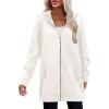 image:imageZeagoo Womens Zip Up Hoodies Long Tunic Sweatshirts Oversized Fleece Casual Long Sleeve 2024 Fall Hoodie Jacket CoatWhite