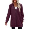 image:imageZeagoo Womens Zip Up Hoodies Long Tunic Sweatshirts Oversized Fleece Casual Long Sleeve 2024 Fall Hoodie Jacket CoatWine Red