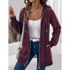 image:imageZeagoo Womens Zip Up Hoodies Long Tunic Sweatshirts Oversized Fleece Casual Long Sleeve 2024 Fall Hoodie Jacket CoatWine Red