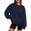 image:imageZeagoo Womens Sweatshirt Long Sleeve Color Block Fleece Hoodies Fall Casual Crewneck Pullover Tunic Tops 2024Navy