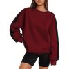 image:imageZeagoo Womens Sweatshirt Long Sleeve Color Block Fleece Hoodies Fall Casual Crewneck Pullover Tunic Tops 2024Wine Red