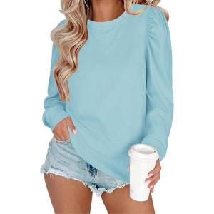 image:imageZeagoo Christmas Long Sleeve Shirts for Women Winter 2025 Ladies Tops and Blouses Casual Fashion ClothingA03  Sky Blue