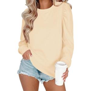 image:imageZeagoo Christmas Long Sleeve Shirts for Women Winter 2025 Ladies Tops and Blouses Casual Fashion ClothingBeige