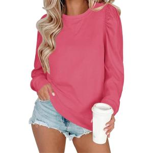 image:imageZeagoo Christmas Long Sleeve Shirts for Women Winter 2025 Ladies Tops and Blouses Casual Fashion ClothingRose Red