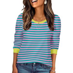 image:imageZeagoo Christmas Long Sleeve Shirts for Women Winter 2025 Ladies Tops and Blouses Casual Fashion ClothingStripe2