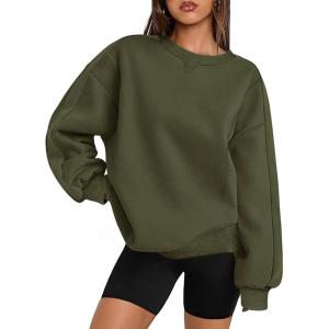 image:imageZeagoo Womens Sweatshirt Long Sleeve Color Block Fleece Hoodies Fall Casual Crewneck Pullover Tunic Tops 2024Army Green