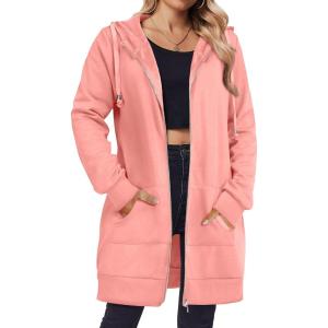 image:imageZeagoo Womens Zip Up Hoodies Long Tunic Sweatshirts Oversized Fleece Casual Long Sleeve 2024 Fall Hoodie Jacket CoatPink