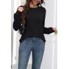 image:imageZeagoo Fall Sweaters for Women 2025 Casual Crewneck Knit Long Sleeve Loose Pullover Sweater Outfits TopsBlack