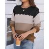 image:imageZeagoo Fall Sweaters for Women 2025 Casual Crewneck Knit Long Sleeve Loose Pullover Sweater Outfits TopsBlack Brown Striped