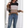 image:imageZeagoo Fall Sweaters for Women 2025 Casual Crewneck Knit Long Sleeve Loose Pullover Sweater Outfits TopsBlack Brown Striped