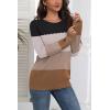 image:imageZeagoo Fall Sweaters for Women 2025 Casual Crewneck Knit Long Sleeve Loose Pullover Sweater Outfits TopsBlack Brown Striped