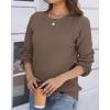 image:imageZeagoo Fall Sweaters for Women 2025 Casual Crewneck Knit Long Sleeve Loose Pullover Sweater Outfits TopsBrown
