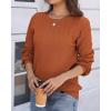 image:imageZeagoo Fall Sweaters for Women 2025 Casual Crewneck Knit Long Sleeve Loose Pullover Sweater Outfits TopsCaramel