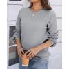 image:imageZeagoo Fall Sweaters for Women 2025 Casual Crewneck Knit Long Sleeve Loose Pullover Sweater Outfits TopsGray