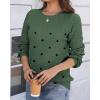 image:imageZeagoo Fall Sweaters for Women 2025 Casual Crewneck Knit Long Sleeve Loose Pullover Sweater Outfits TopsGreen Polka Dot