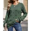 image:imageZeagoo Fall Sweaters for Women 2025 Casual Crewneck Knit Long Sleeve Loose Pullover Sweater Outfits TopsGreen Polka Dot