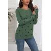 image:imageZeagoo Fall Sweaters for Women 2025 Casual Crewneck Knit Long Sleeve Loose Pullover Sweater Outfits TopsGreen Polka Dot