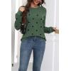 image:imageZeagoo Fall Sweaters for Women 2025 Casual Crewneck Knit Long Sleeve Loose Pullover Sweater Outfits TopsGreen Polka Dot