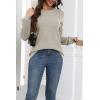 image:imageZeagoo Fall Sweaters for Women 2025 Casual Crewneck Knit Long Sleeve Loose Pullover Sweater Outfits TopsKhaki