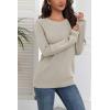 image:imageZeagoo Fall Sweaters for Women 2025 Casual Crewneck Knit Long Sleeve Loose Pullover Sweater Outfits TopsKhaki