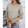 image:imageZeagoo Fall Sweaters for Women 2025 Casual Crewneck Knit Long Sleeve Loose Pullover Sweater Outfits TopsKhaki
