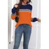 image:imageZeagoo Fall Sweaters for Women 2025 Casual Crewneck Knit Long Sleeve Loose Pullover Sweater Outfits TopsOrange Striped