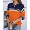 image:imageZeagoo Fall Sweaters for Women 2025 Casual Crewneck Knit Long Sleeve Loose Pullover Sweater Outfits TopsOrange Striped