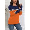 image:imageZeagoo Fall Sweaters for Women 2025 Casual Crewneck Knit Long Sleeve Loose Pullover Sweater Outfits TopsOrange Striped