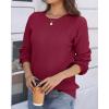 image:imageZeagoo Fall Sweaters for Women 2025 Casual Crewneck Knit Long Sleeve Loose Pullover Sweater Outfits TopsWine Red