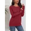 image:imageZeagoo Fall Sweaters for Women 2025 Casual Crewneck Knit Long Sleeve Loose Pullover Sweater Outfits TopsWine Red