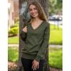 image:imageZeagoo Womens 2026 Fall V Neck Sweater Trendy Long Sleeve Casual Lightweight Ribbed Knit Pullover TopsArmy Green