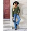 image:imageZeagoo Womens 2026 Fall V Neck Sweater Trendy Long Sleeve Casual Lightweight Ribbed Knit Pullover TopsArmy Green