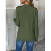 image:imageZeagoo Womens 2026 Fall V Neck Sweater Trendy Long Sleeve Casual Lightweight Ribbed Knit Pullover TopsArmy Green