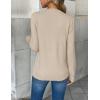 image:imageZeagoo Womens 2026 Fall V Neck Sweater Trendy Long Sleeve Casual Lightweight Ribbed Knit Pullover TopsBeige