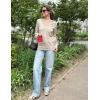image:imageZeagoo Womens 2026 Fall V Neck Sweater Trendy Long Sleeve Casual Lightweight Ribbed Knit Pullover TopsBeige
