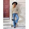 image:imageZeagoo Womens 2026 Fall V Neck Sweater Trendy Long Sleeve Casual Lightweight Ribbed Knit Pullover TopsBeige Black Heart