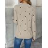 image:imageZeagoo Womens 2026 Fall V Neck Sweater Trendy Long Sleeve Casual Lightweight Ribbed Knit Pullover TopsBeige Black Heart