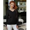 image:imageZeagoo Womens 2026 Fall V Neck Sweater Trendy Long Sleeve Casual Lightweight Ribbed Knit Pullover TopsBlack