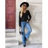 image:imageZeagoo Womens 2026 Fall V Neck Sweater Trendy Long Sleeve Casual Lightweight Ribbed Knit Pullover TopsBlack