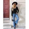 image:imageZeagoo Womens 2026 Fall V Neck Sweater Trendy Long Sleeve Casual Lightweight Ribbed Knit Pullover TopsBlack Stripe