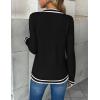 image:imageZeagoo Womens 2026 Fall V Neck Sweater Trendy Long Sleeve Casual Lightweight Ribbed Knit Pullover TopsBlack Stripe
