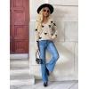 image:imageZeagoo Womens 2026 Fall V Neck Sweater Trendy Long Sleeve Casual Lightweight Ribbed Knit Pullover TopsBowknot Apricot