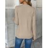image:imageZeagoo Womens 2026 Fall V Neck Sweater Trendy Long Sleeve Casual Lightweight Ribbed Knit Pullover TopsCoffee